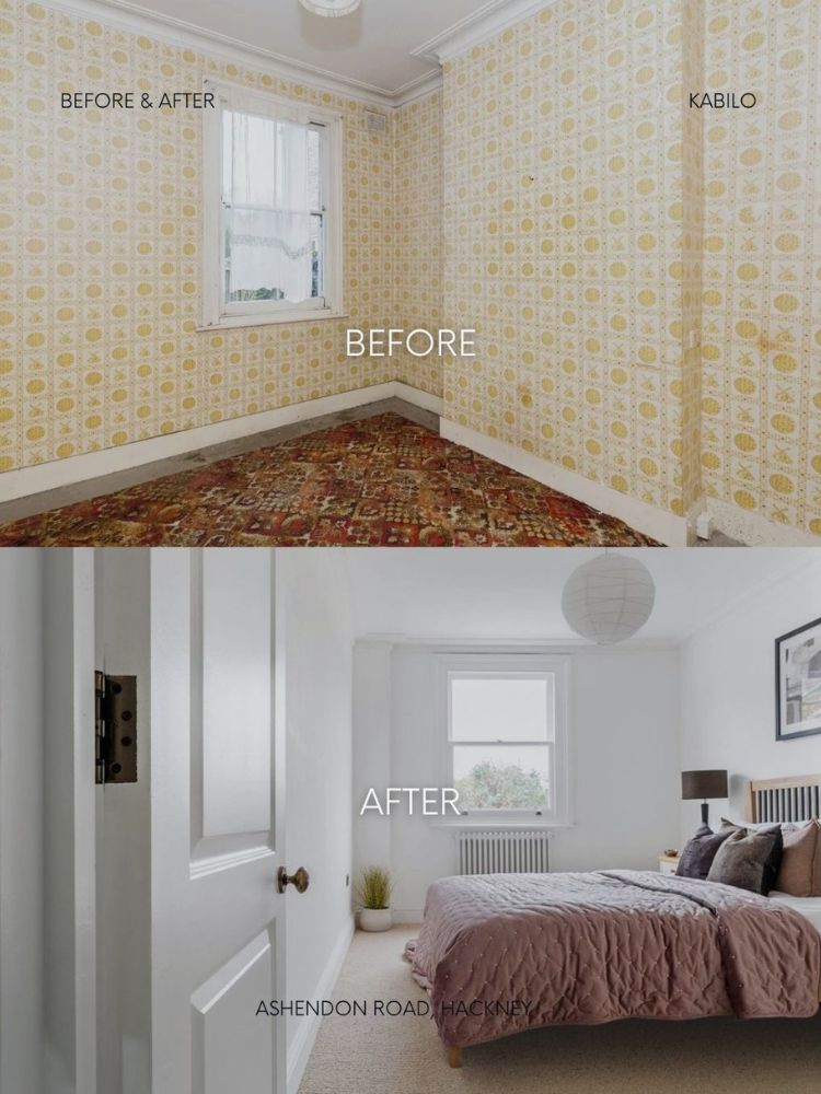 before and after image of bedroom featured in the built environment network