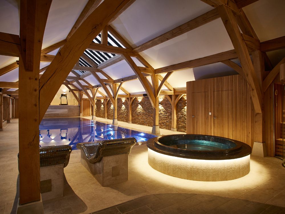 oak frame building with spa by the built environment network