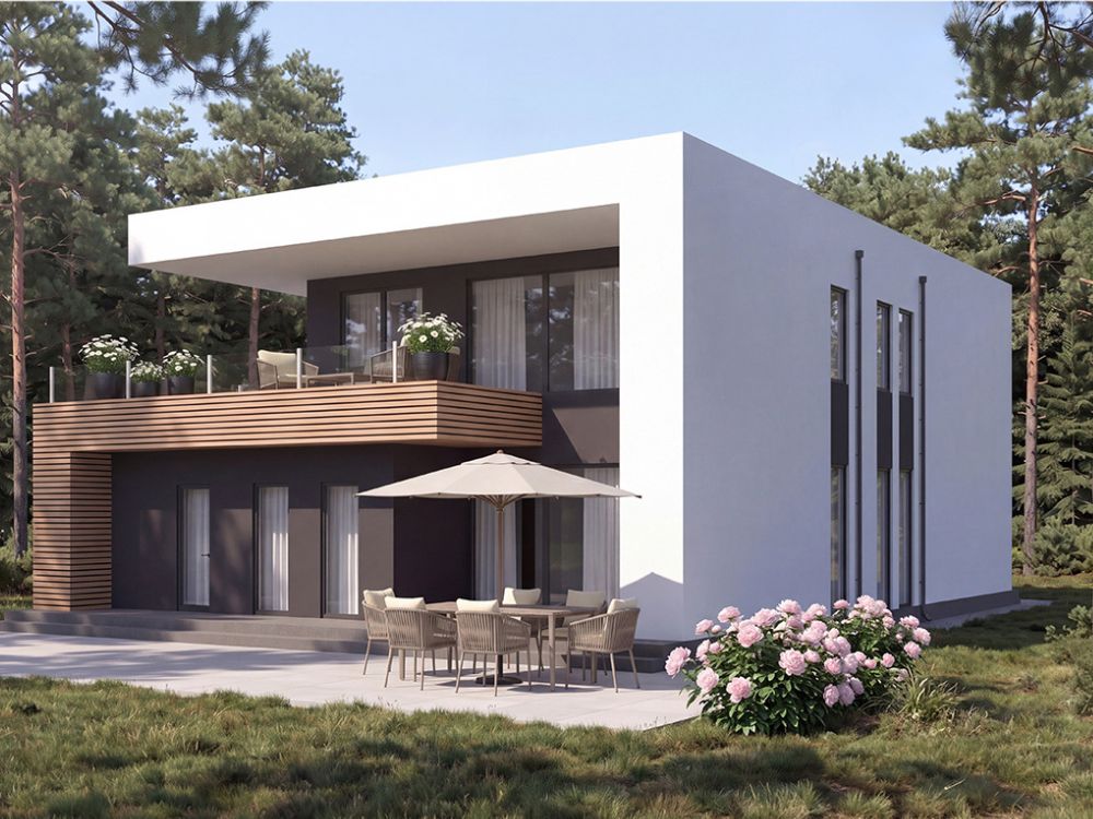 rear render with umbrella for the built environment network