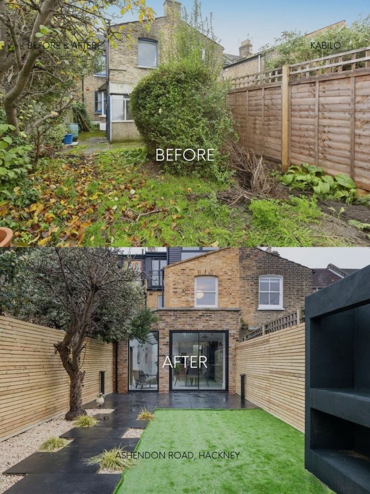 before and after image of garden featured in the built environment network