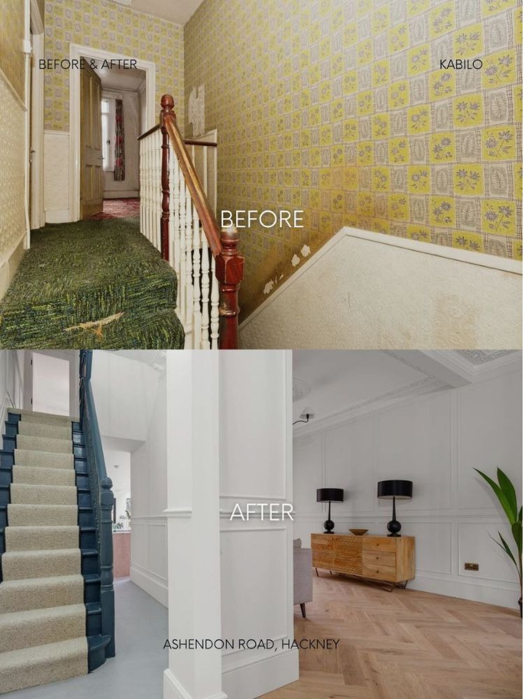 before and after image of entrance hall featured in the built environment network