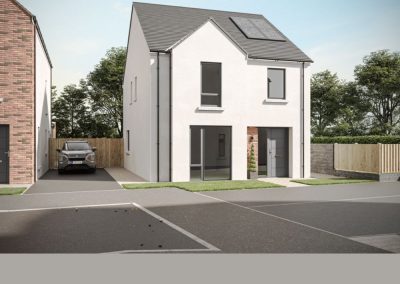 render of white detached home for the built environment